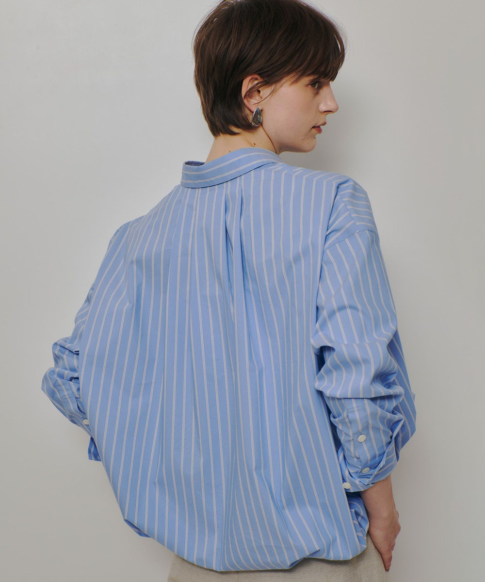allureville ストライプスカーフ付バルーンシャツ ブルー (61)