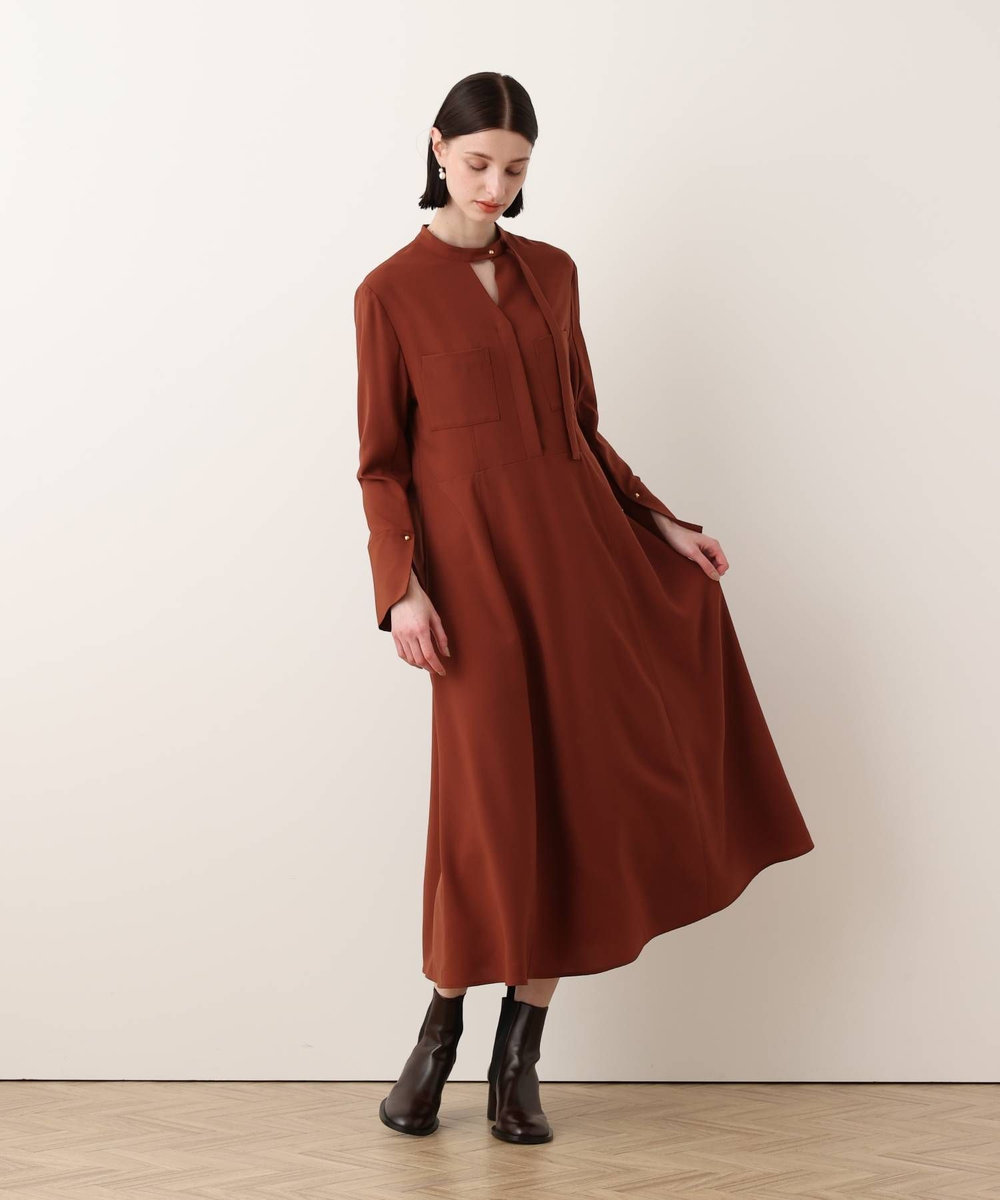 allureville アシンメトリーボウタイワンピース ブラウン (81)