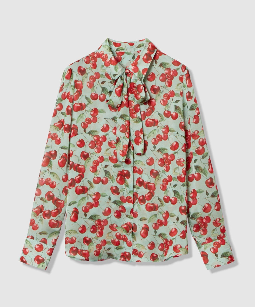 LOULOU WILLOUGHBY WEB限定【LOULOU WILLOUGHBY】LISAチェリープリント ボウタイブラウス サックス (63)