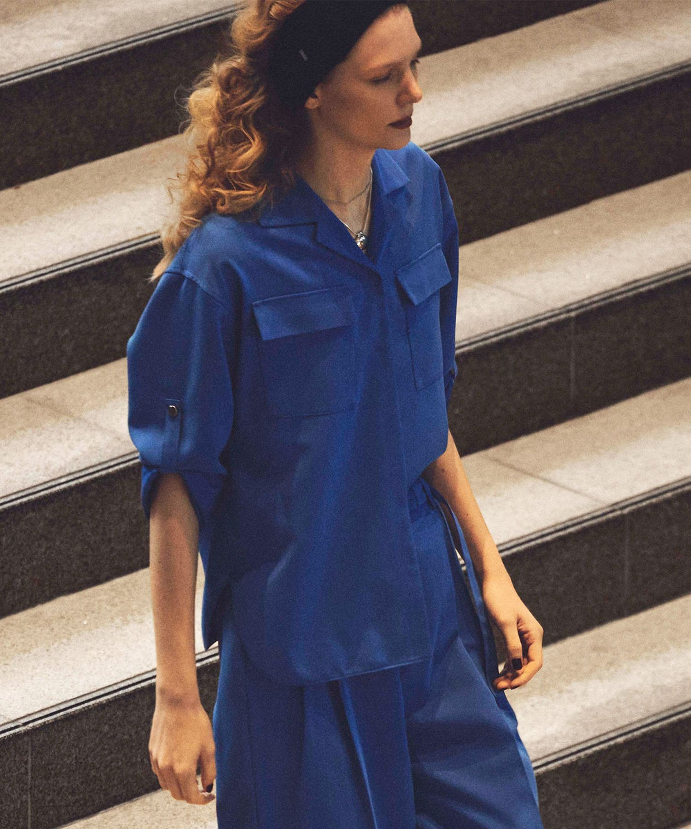 allureville CRISPYカルゼターンバックシャツ ブルー (61)