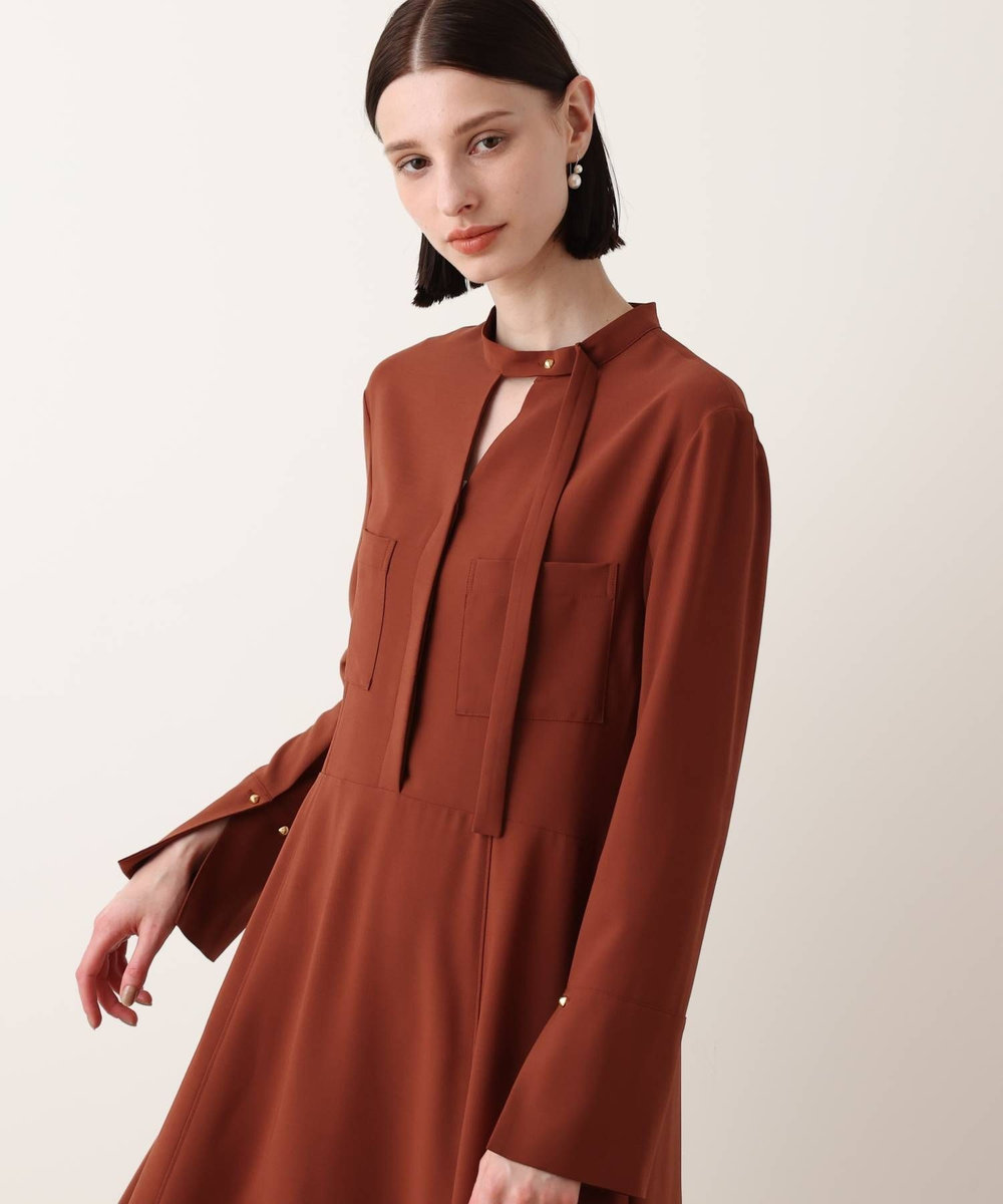 allureville アシンメトリーボウタイワンピース ブラウン (81)