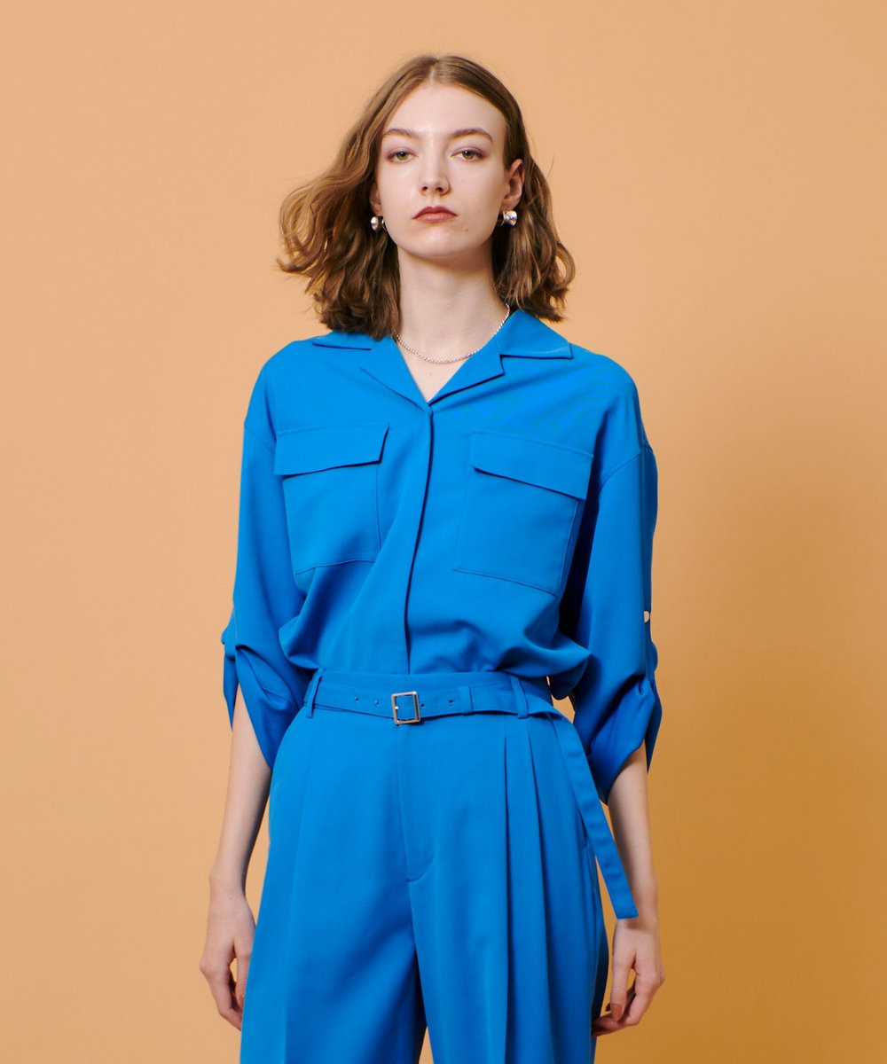 allureville CRISPYカルゼターンバックシャツ ブルー (61)