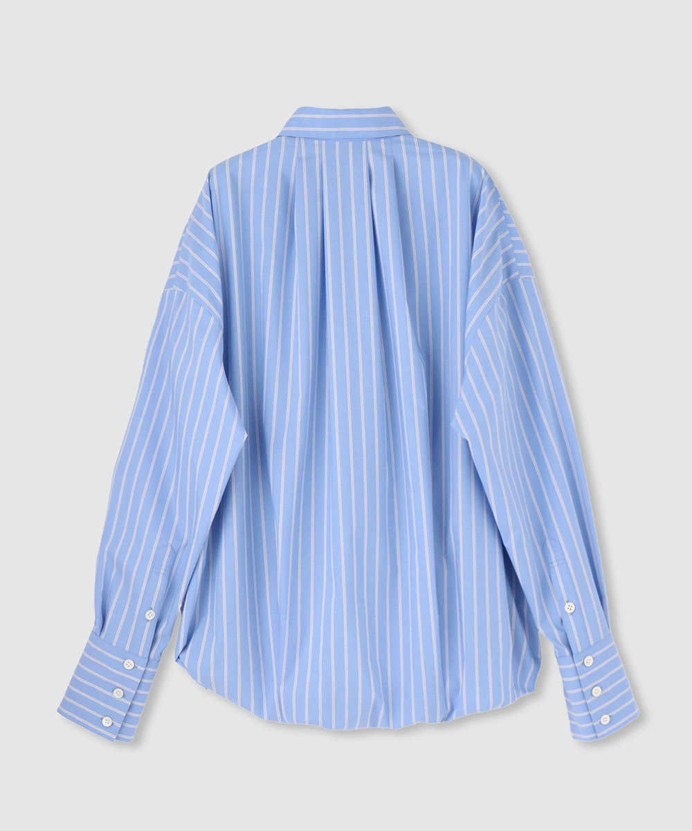 allureville ストライプスカーフ付バルーンシャツ ブルー (61)