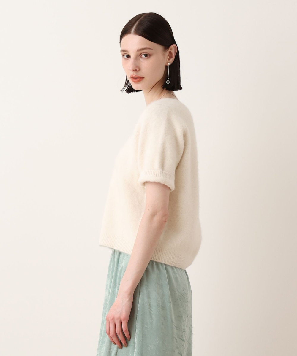 allureville WEB ルミネ別注 カシミヤブレンドファー加工半袖プルオーバー オフホワイト (02)
