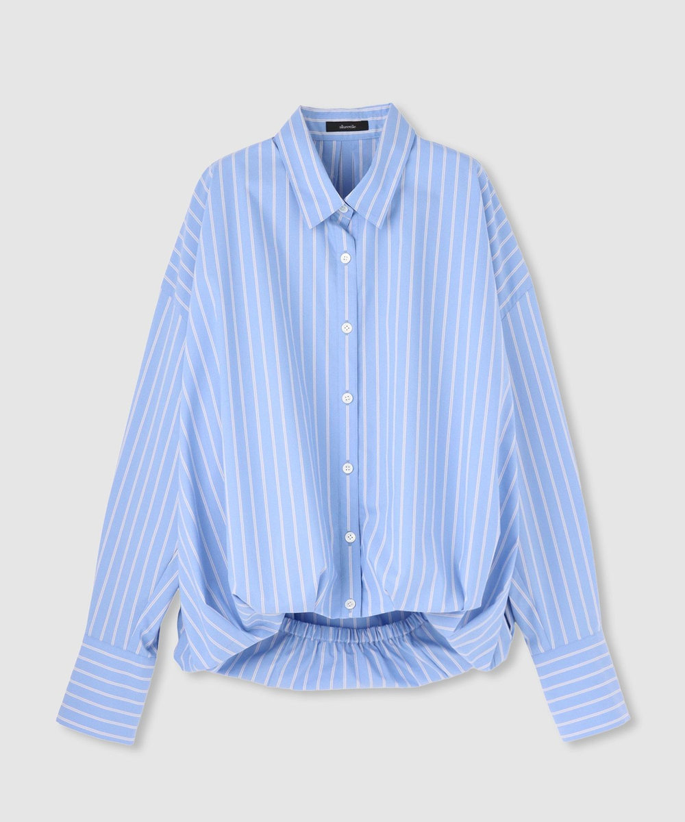 allureville ストライプスカーフ付バルーンシャツ ブルー (61)