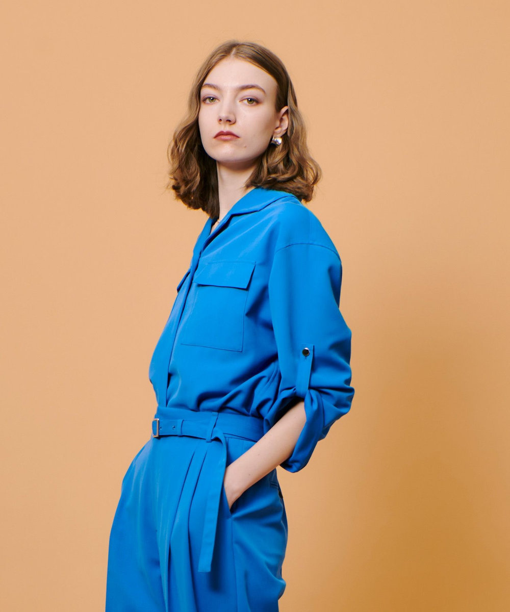 allureville CRISPYカルゼターンバックシャツ ブルー (61)