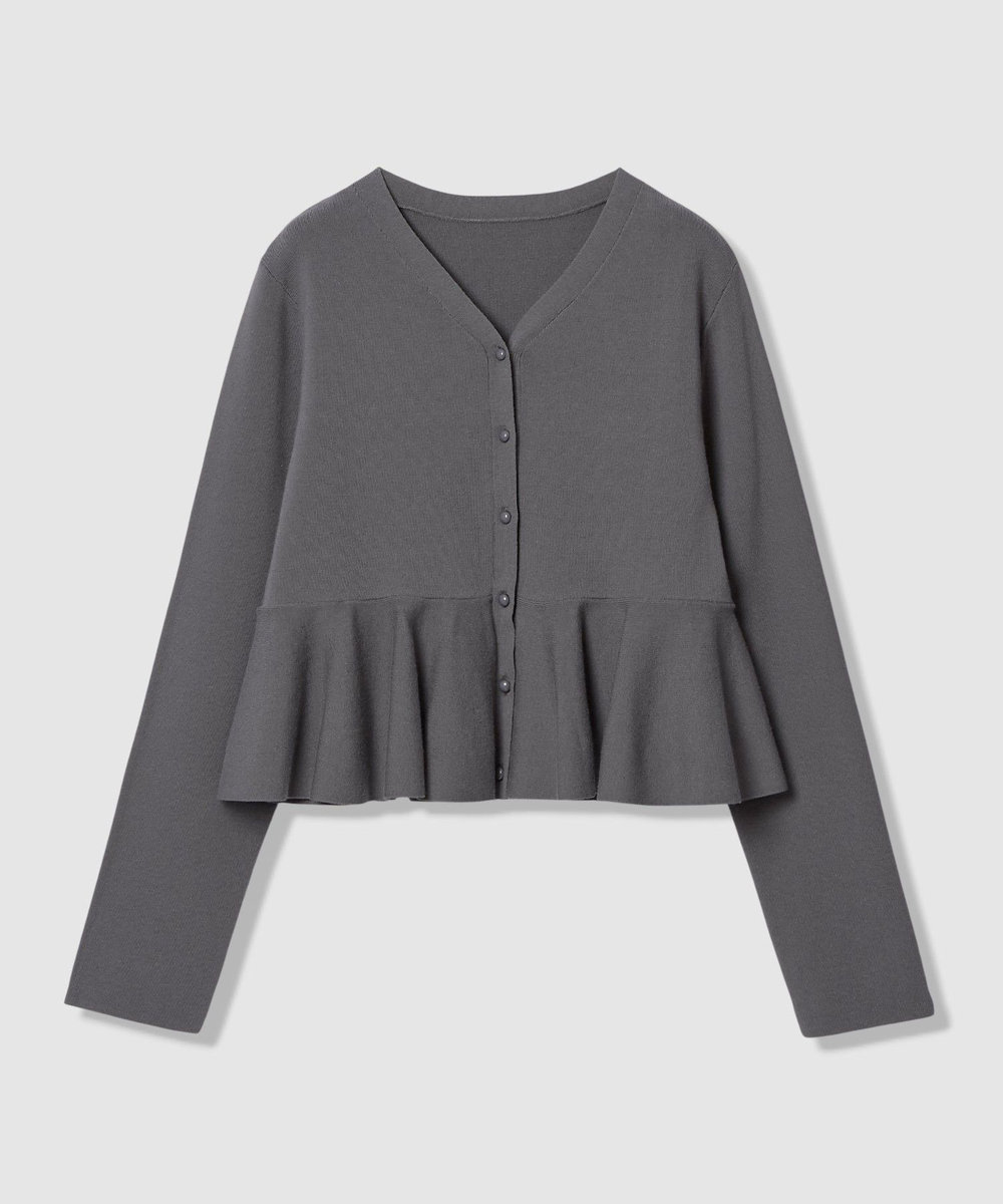 LOULOU WILLOUGHBY 【LOULOU WILLOUGHBY】レースレイヤーペプラムカーディガン グレー (92)