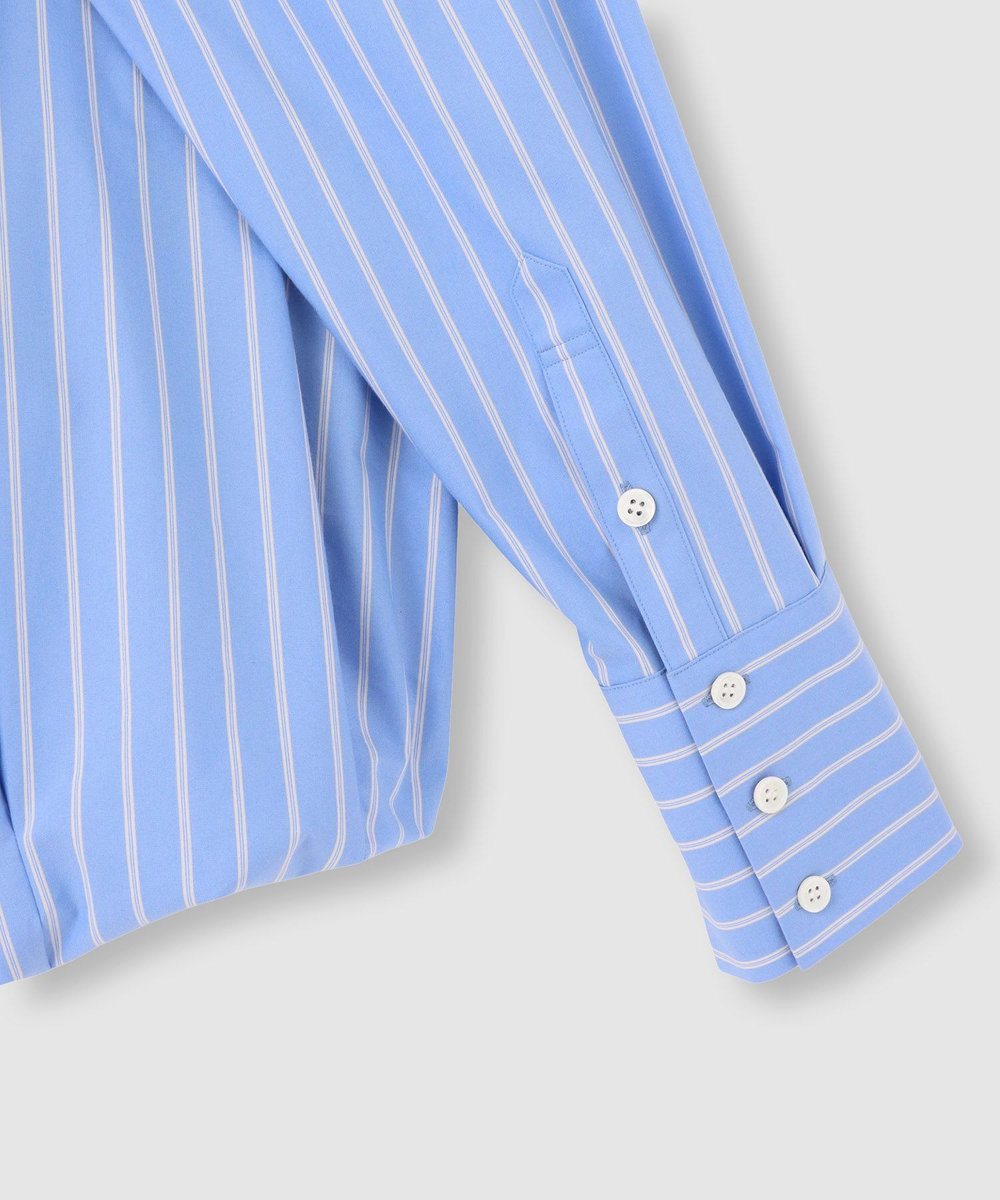 allureville ストライプスカーフ付バルーンシャツ ブルー (61)