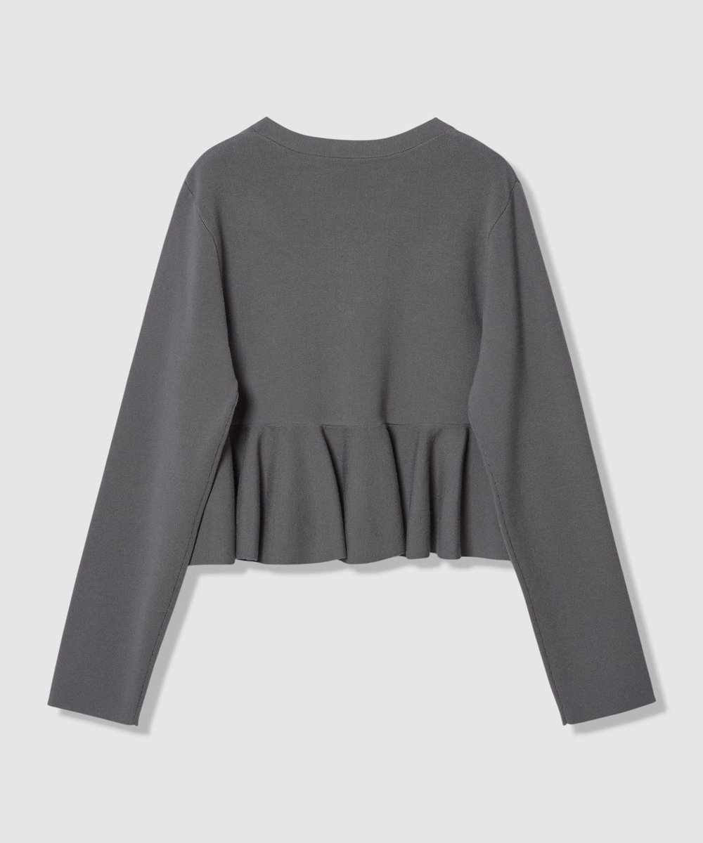 LOULOU WILLOUGHBY 【LOULOU WILLOUGHBY】レースレイヤーペプラムカーディガン グレー (92)