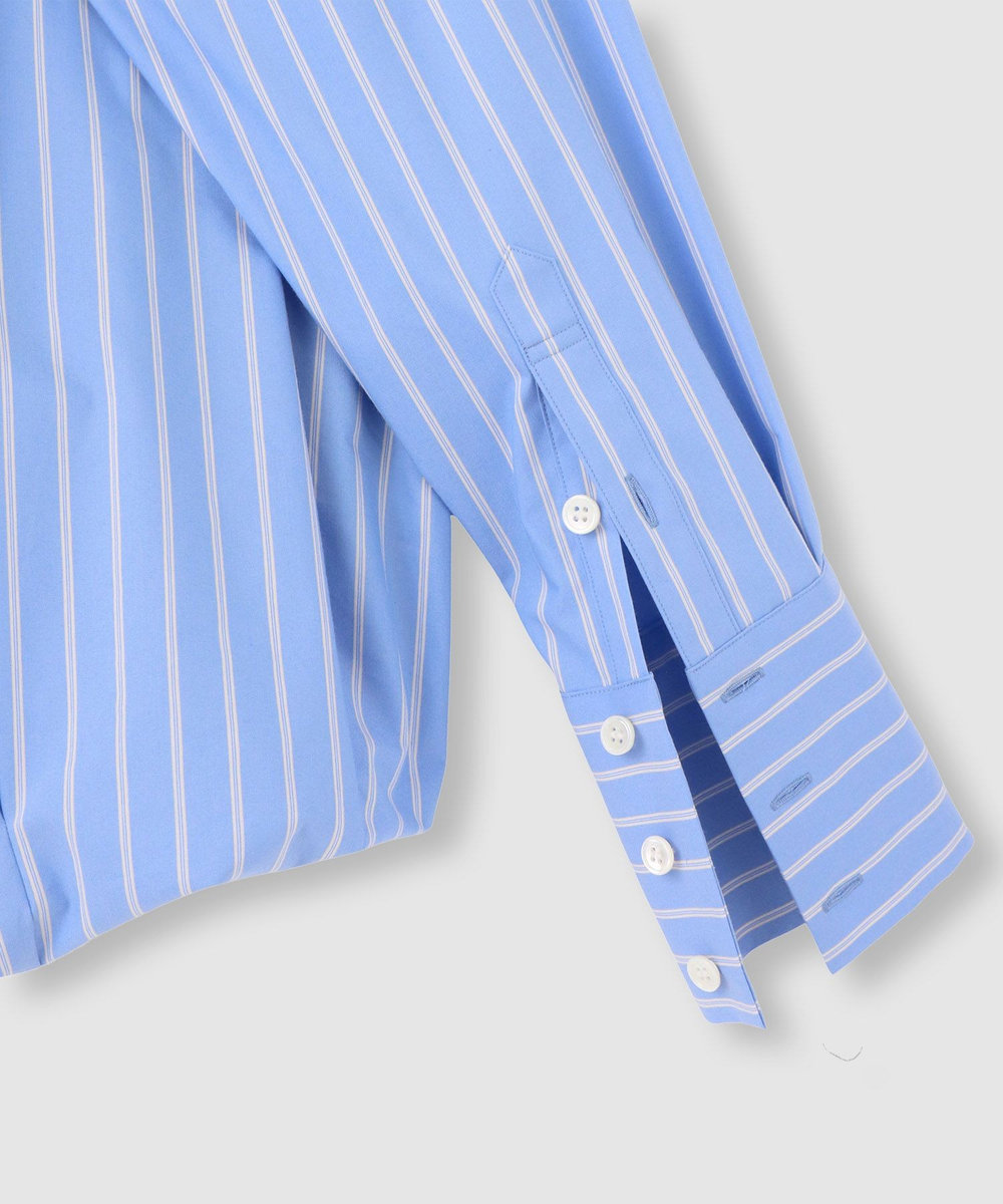 allureville ストライプスカーフ付バルーンシャツ ブルー (61)