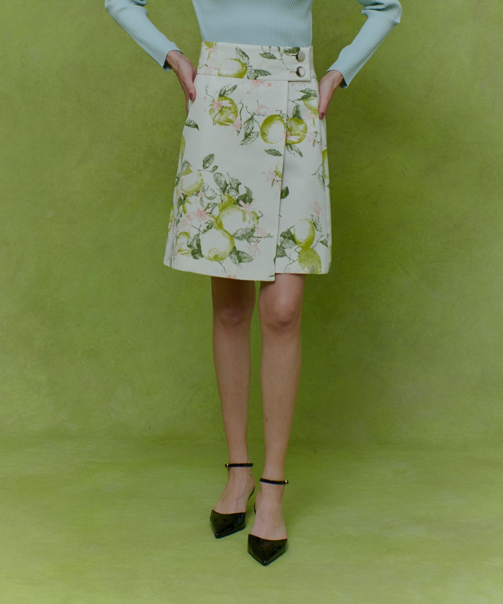 LOULOU WILLOUGHBY 【LOULOU WILLOUGHBY】RATTIレモン柄ラップミニスカート ホワイト系 (08)