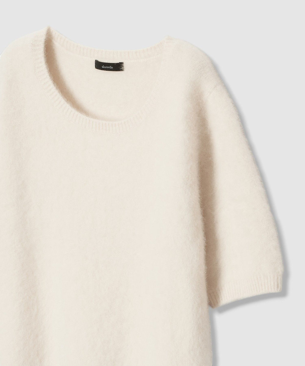 allureville WEB ルミネ別注 カシミヤブレンドファー加工半袖プルオーバー オフホワイト (02)