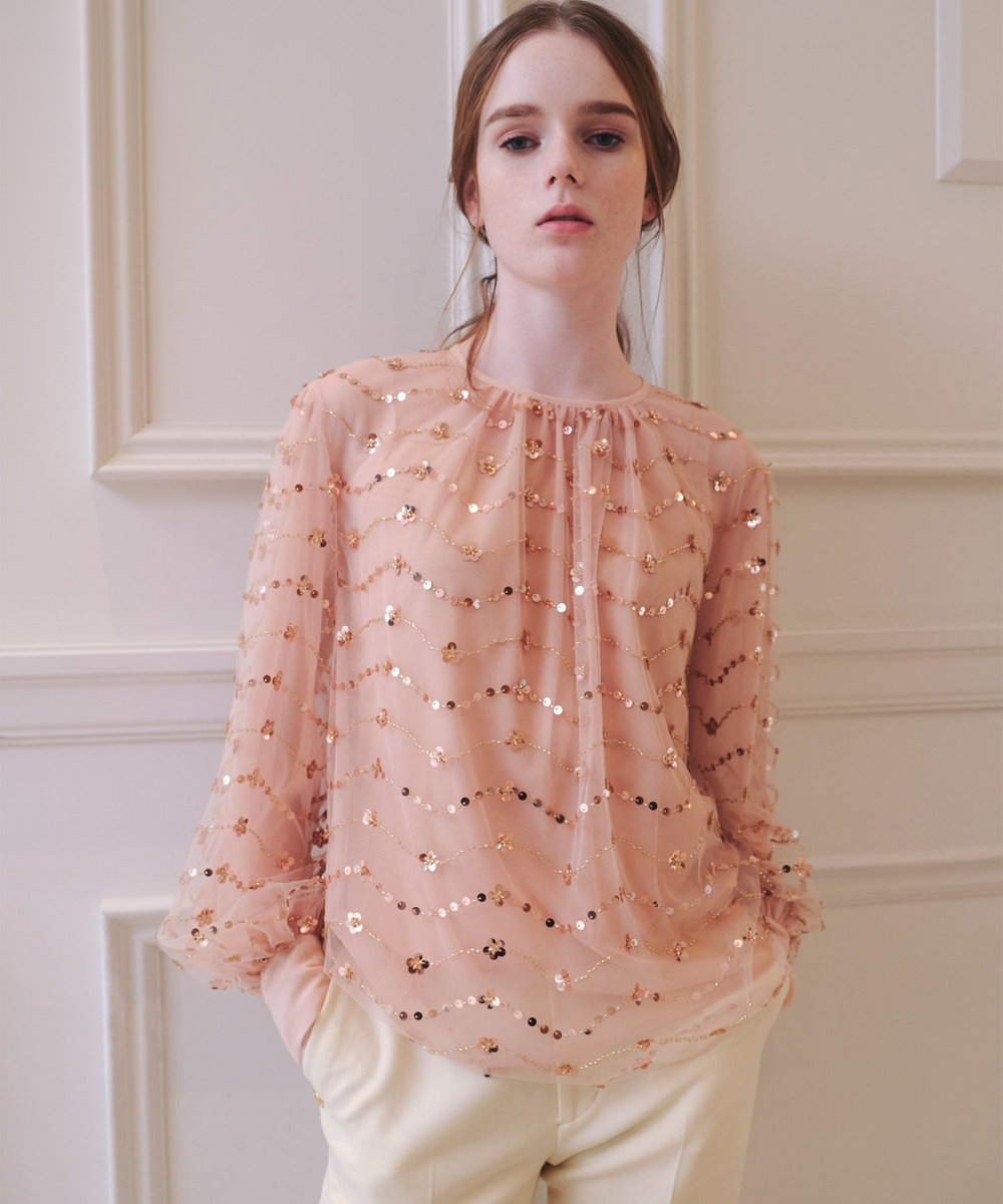 LOULOU WILLOUGHBY 【LOULOU WILLOUGHBY】スパンコールビジューブラウス ゴールド (30)