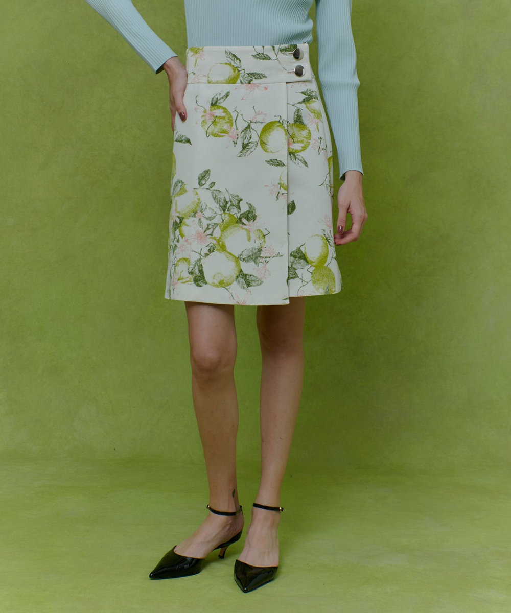 LOULOU WILLOUGHBY 【LOULOU WILLOUGHBY】RATTIレモン柄ラップミニスカート ホワイト系 (08)