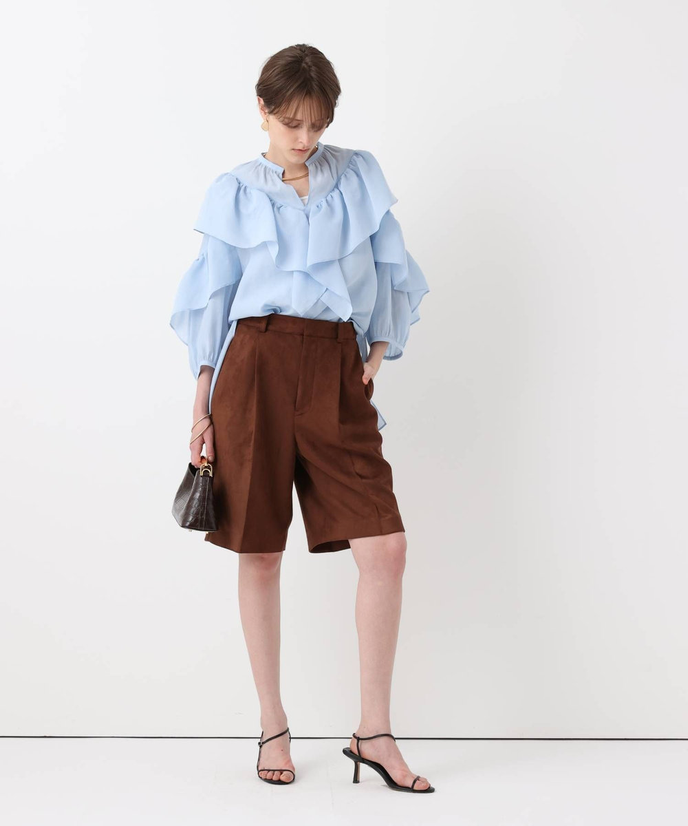allureville フリルスタンドカラーブラウス サックス (63)