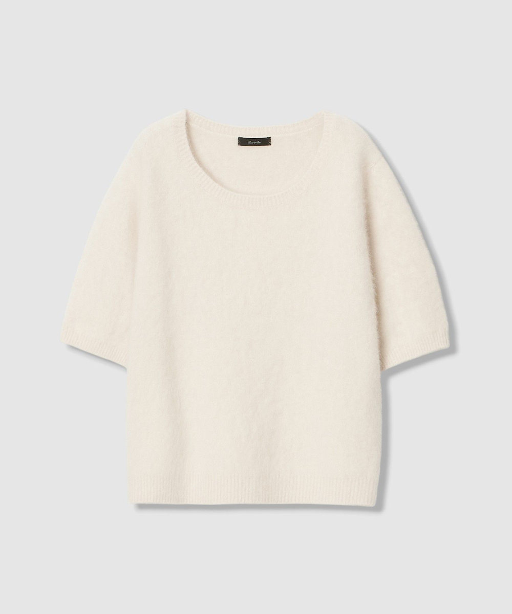 allureville WEB ルミネ別注 カシミヤブレンドファー加工半袖プルオーバー オフホワイト (02)