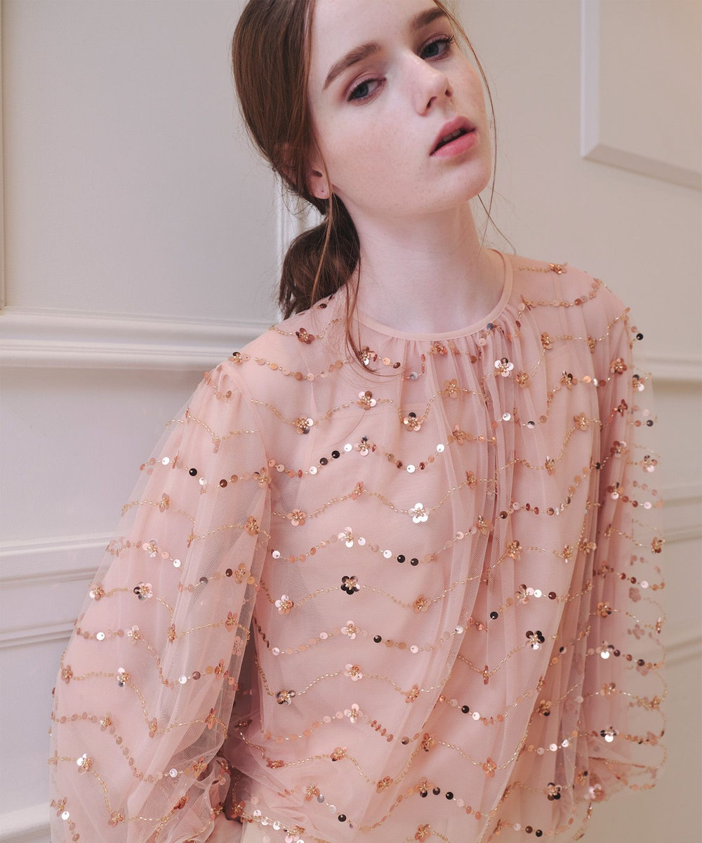 LOULOU WILLOUGHBY 【LOULOU WILLOUGHBY】スパンコールビジューブラウス ゴールド (30)