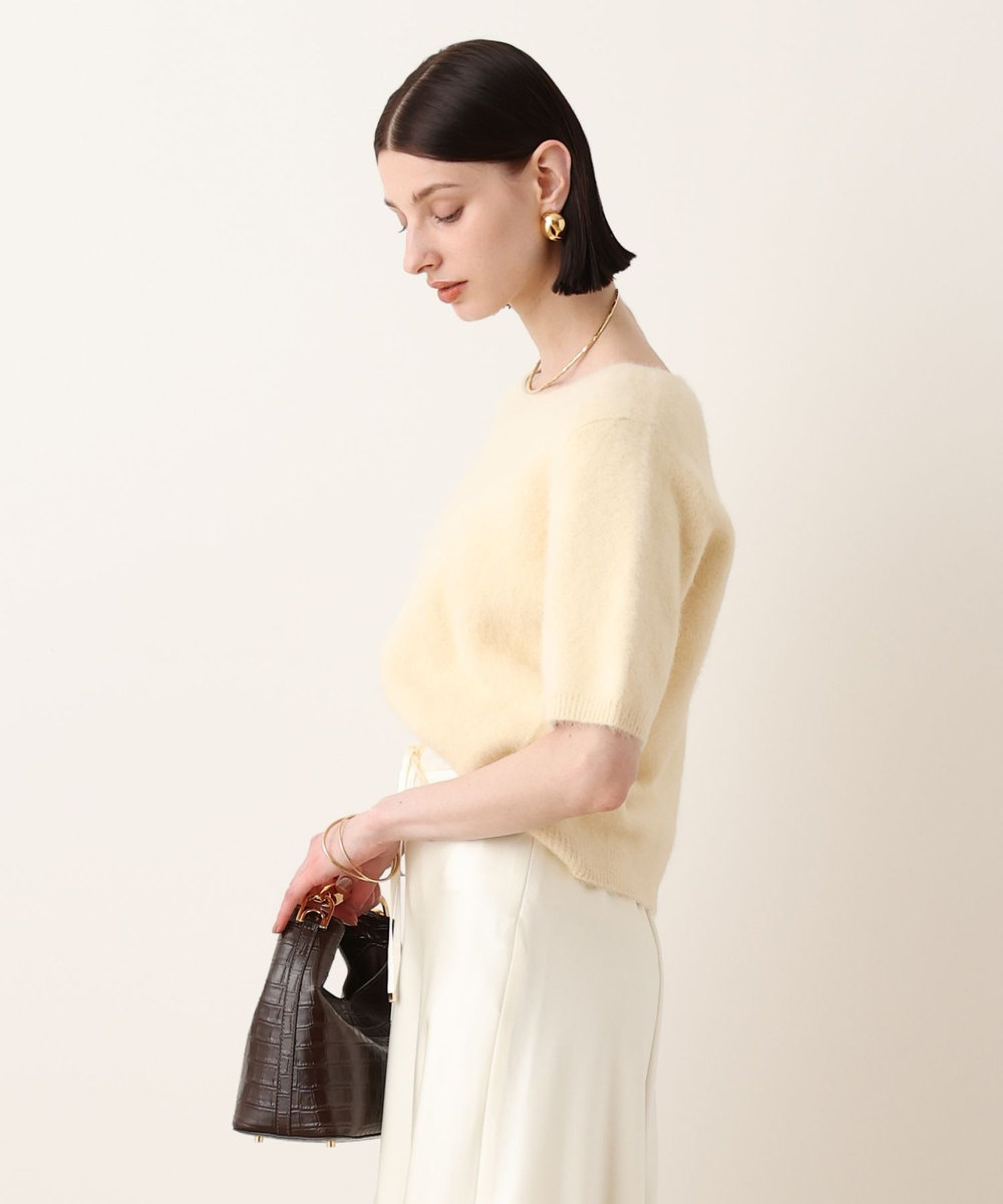 allureville WEB ルミネ別注 カシミヤブレンドファー加工半袖プルオーバー ライトイエロー (25)