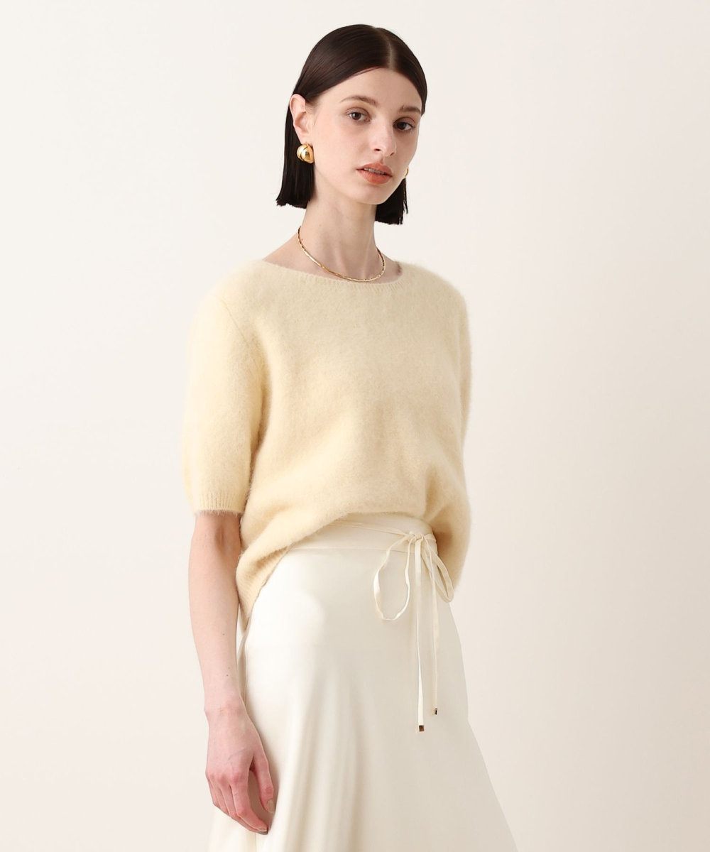 allureville WEB ルミネ別注 カシミヤブレンドファー加工半袖プルオーバー ライトイエロー (25)