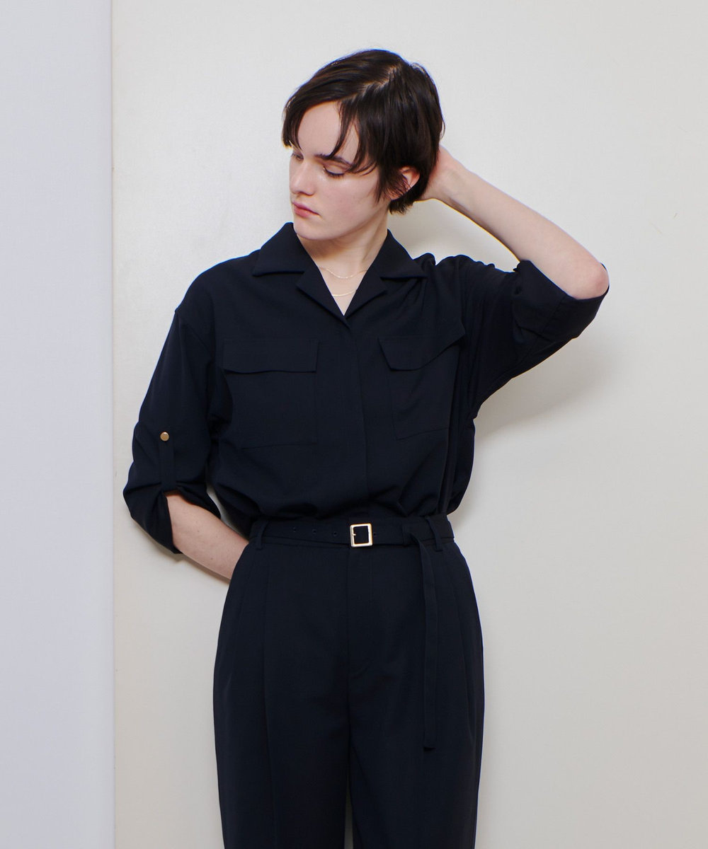 allureville CRISPYカルゼターンバックシャツ ネイビー (65)