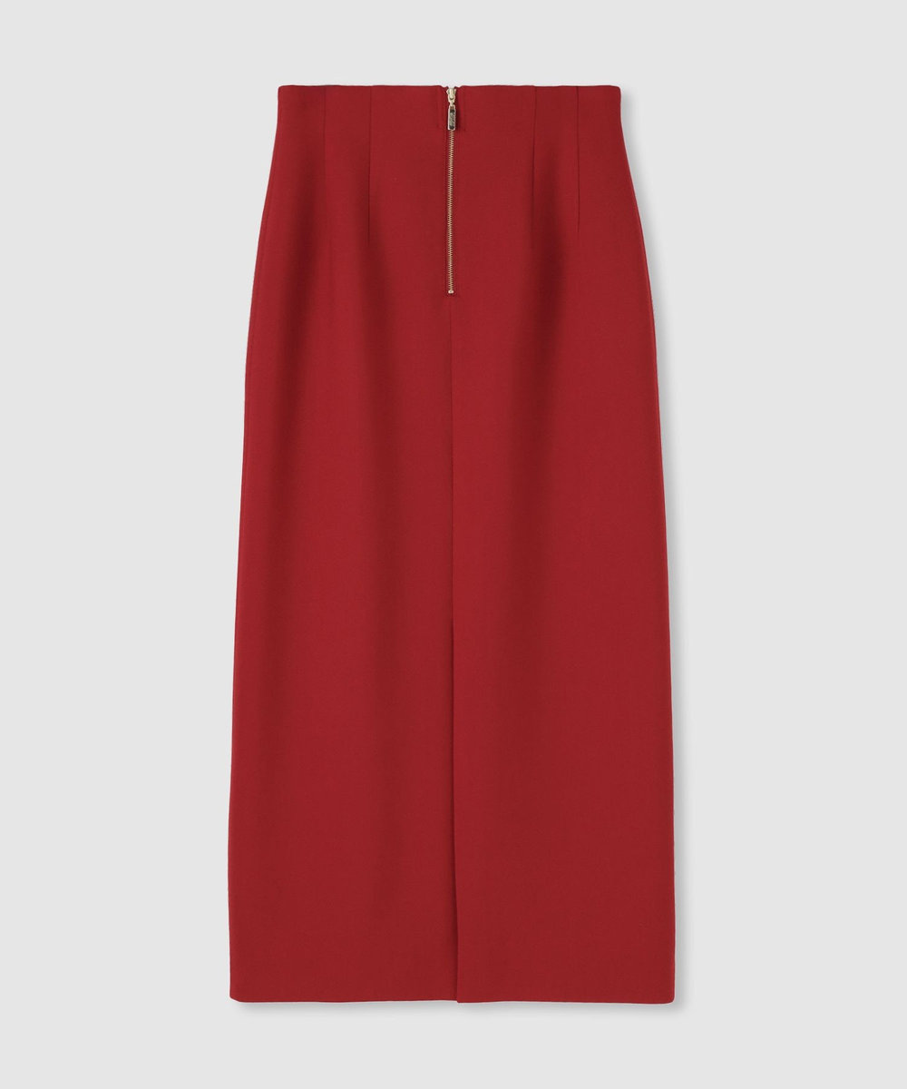 LOULOU WILLOUGHBY 【LOULOU WILLOUGHBY】ウール混ダブルクロスタイトスカート レッド (45)