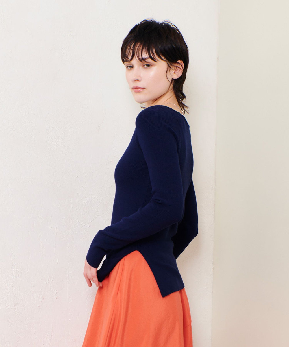 allureville 2WAYネックサイドスリットプルオーバー ネイビー (65)