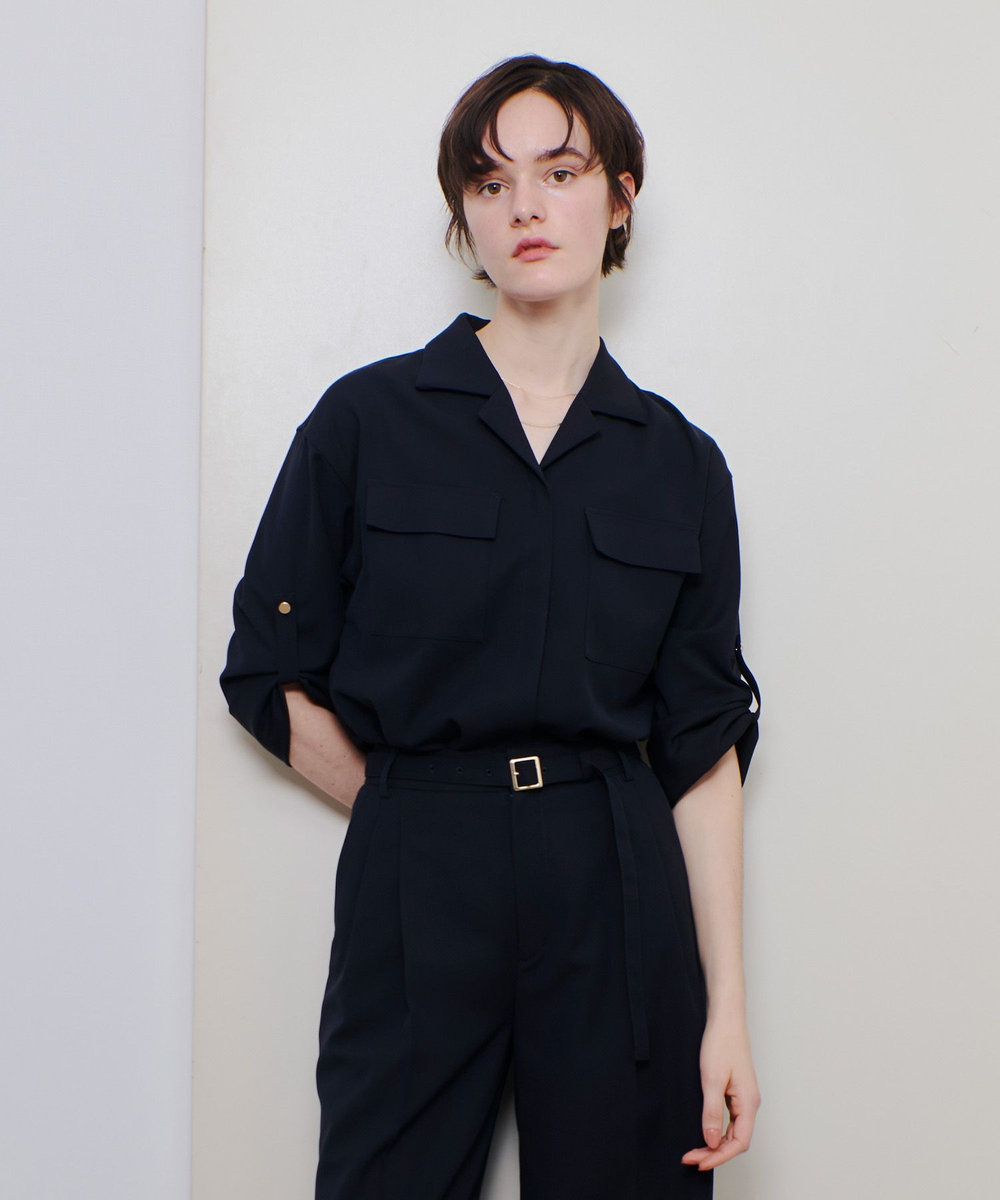 allureville CRISPYカルゼターンバックシャツ ネイビー (65)