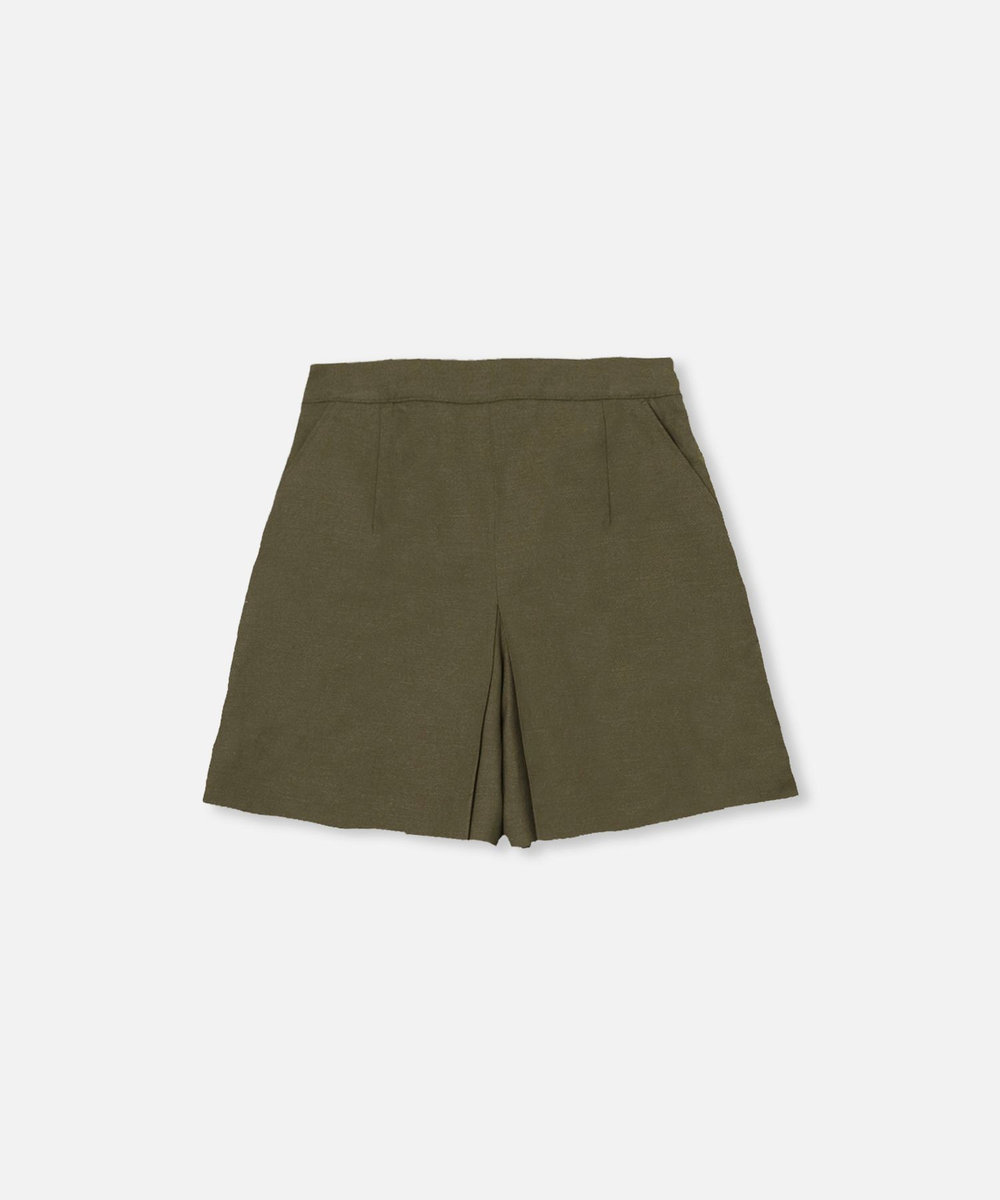 allureville ◇リネン混シャークスキンショートパンツ カーキ (76)