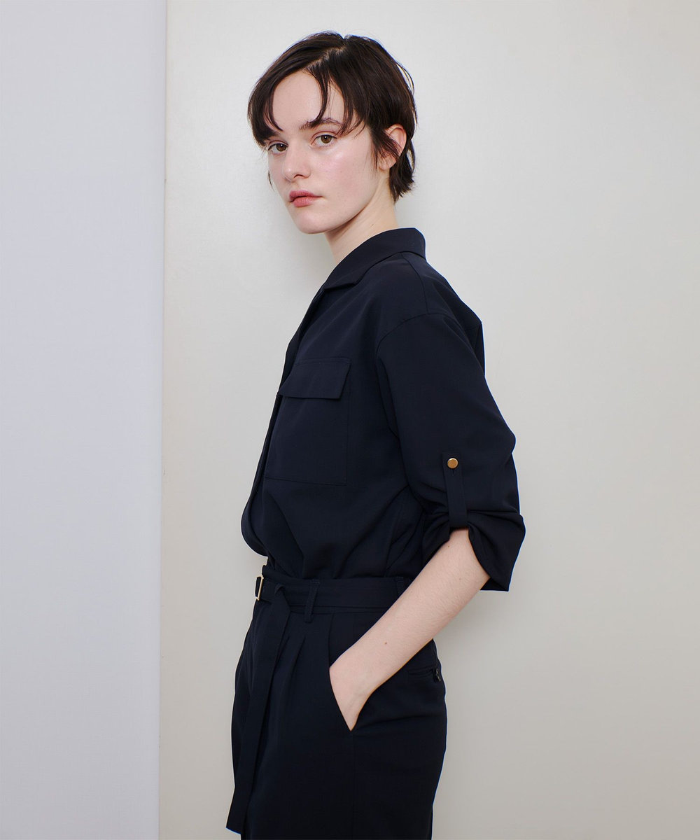 allureville CRISPYカルゼターンバックシャツ ネイビー (65)