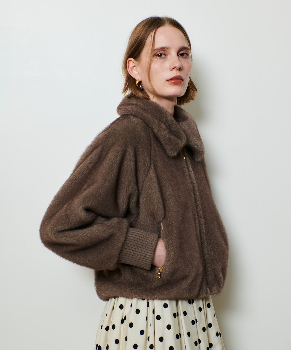 allureville フェイクミンクファーブルゾン ダークブラウン (82)