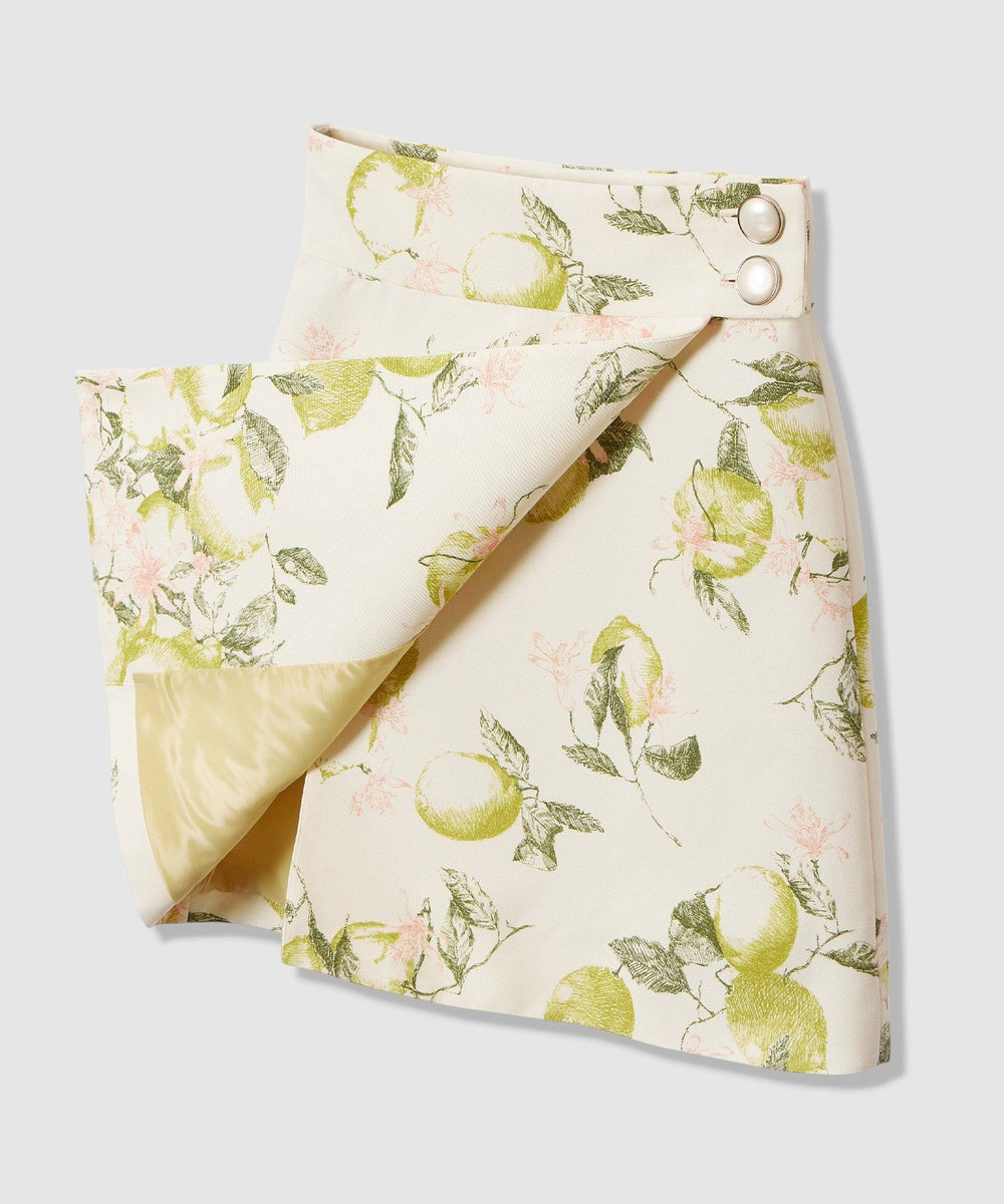 LOULOU WILLOUGHBY 【LOULOU WILLOUGHBY】RATTIレモン柄ラップミニスカート ホワイト系 (08)