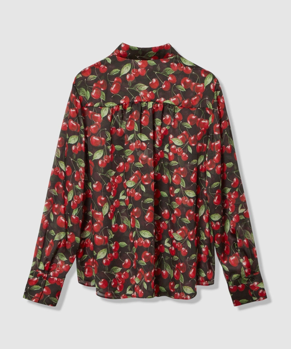 LOULOU WILLOUGHBY WEB限定【LOULOU WILLOUGHBY】LISAチェリープリント ボウタイブラウス ブラック (95)
