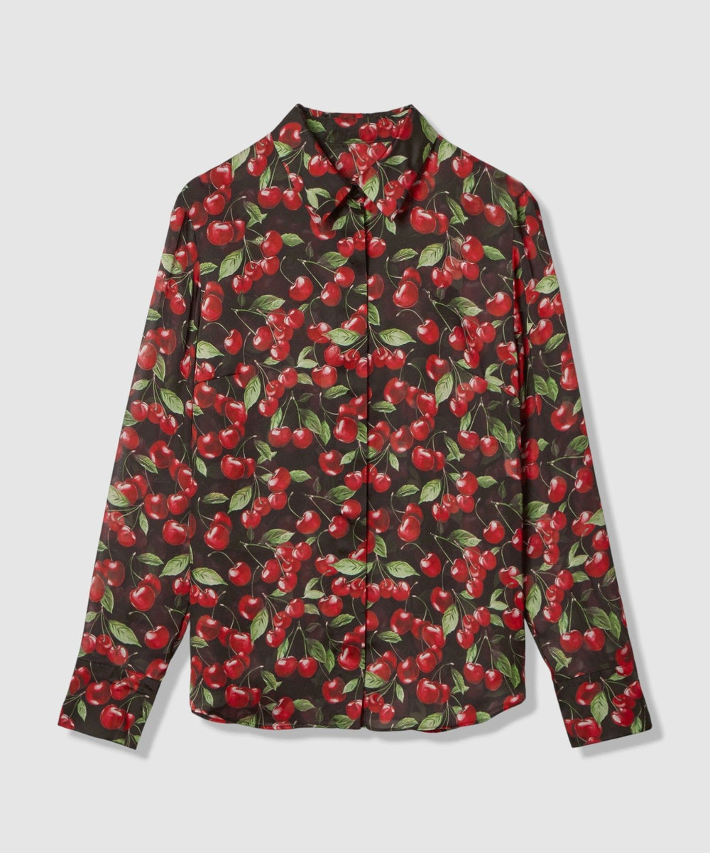 LOULOU WILLOUGHBY WEB限定【LOULOU WILLOUGHBY】LISAチェリープリント ボウタイブラウス ブラック (95)