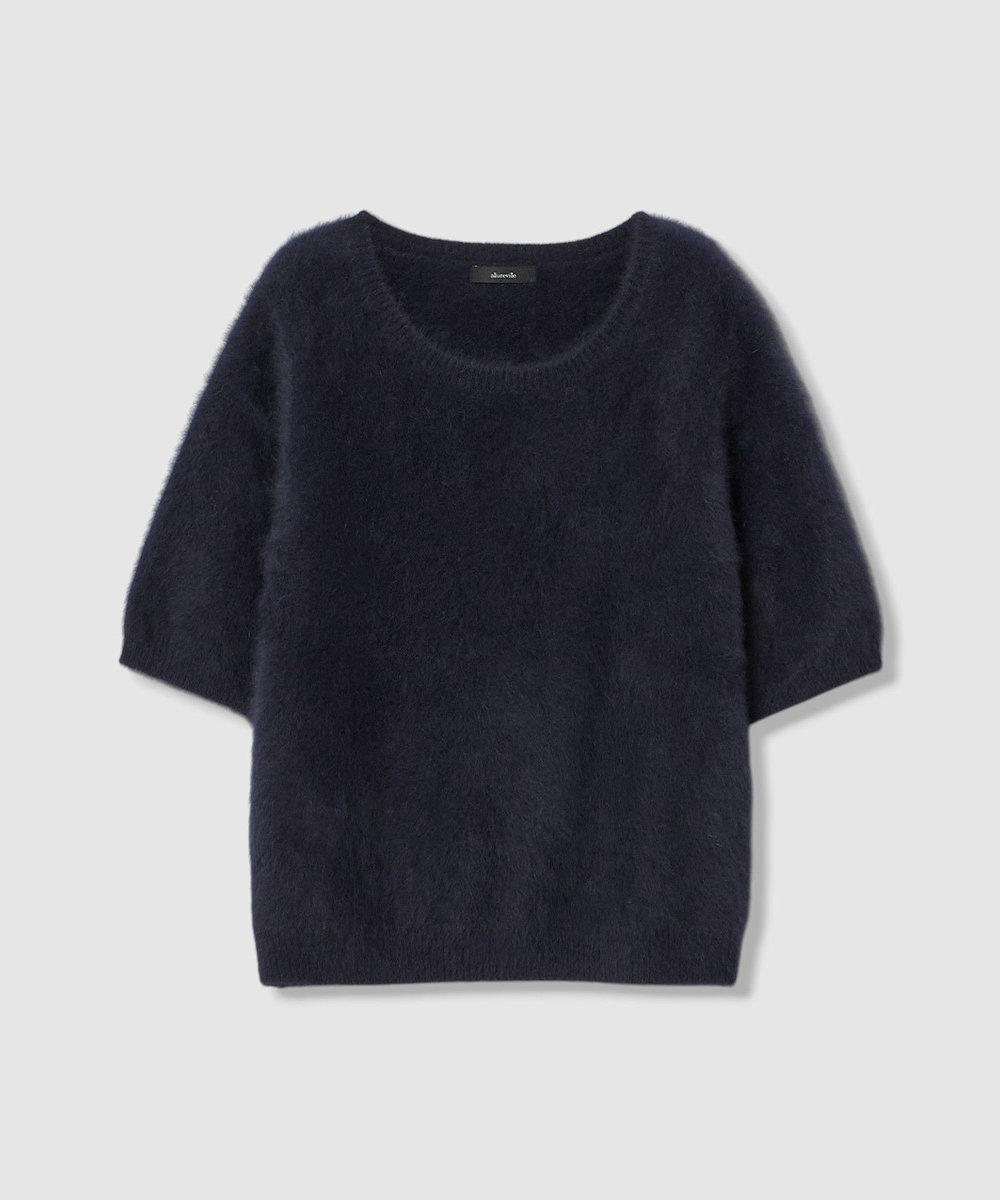 allureville WEB ルミネ別注 カシミヤブレンドファー加工半袖プルオーバー ネイビー (65)