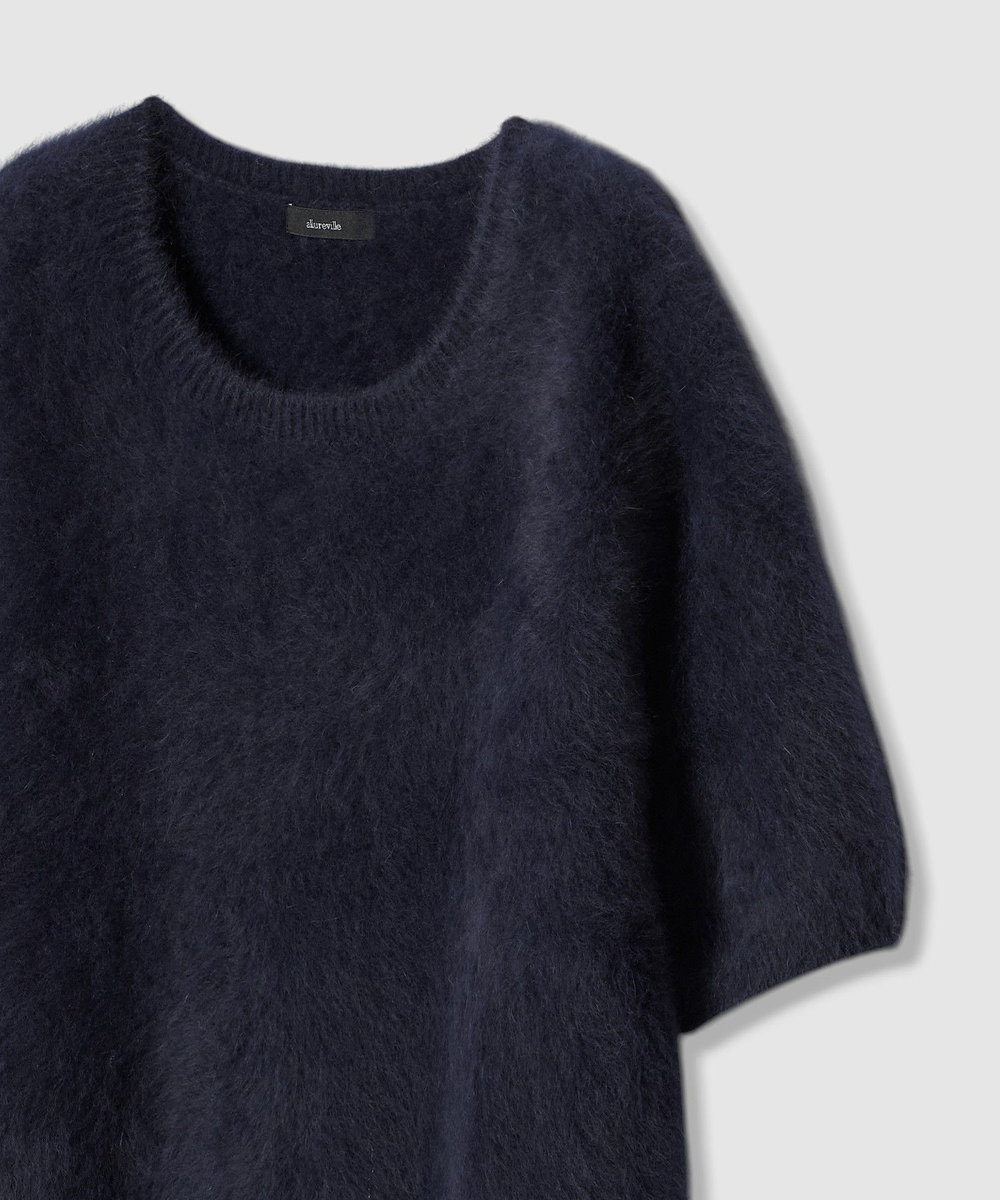 allureville WEB ルミネ別注 カシミヤブレンドファー加工半袖プルオーバー ネイビー (65)