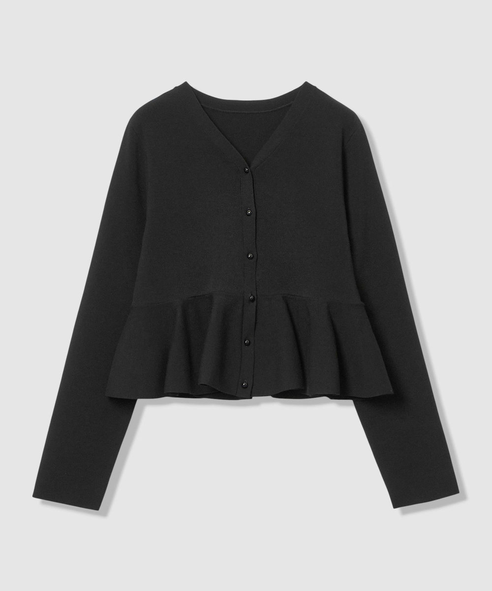 LOULOU WILLOUGHBY 【LOULOU WILLOUGHBY】レースレイヤーペプラムカーディガン ブラック (95)