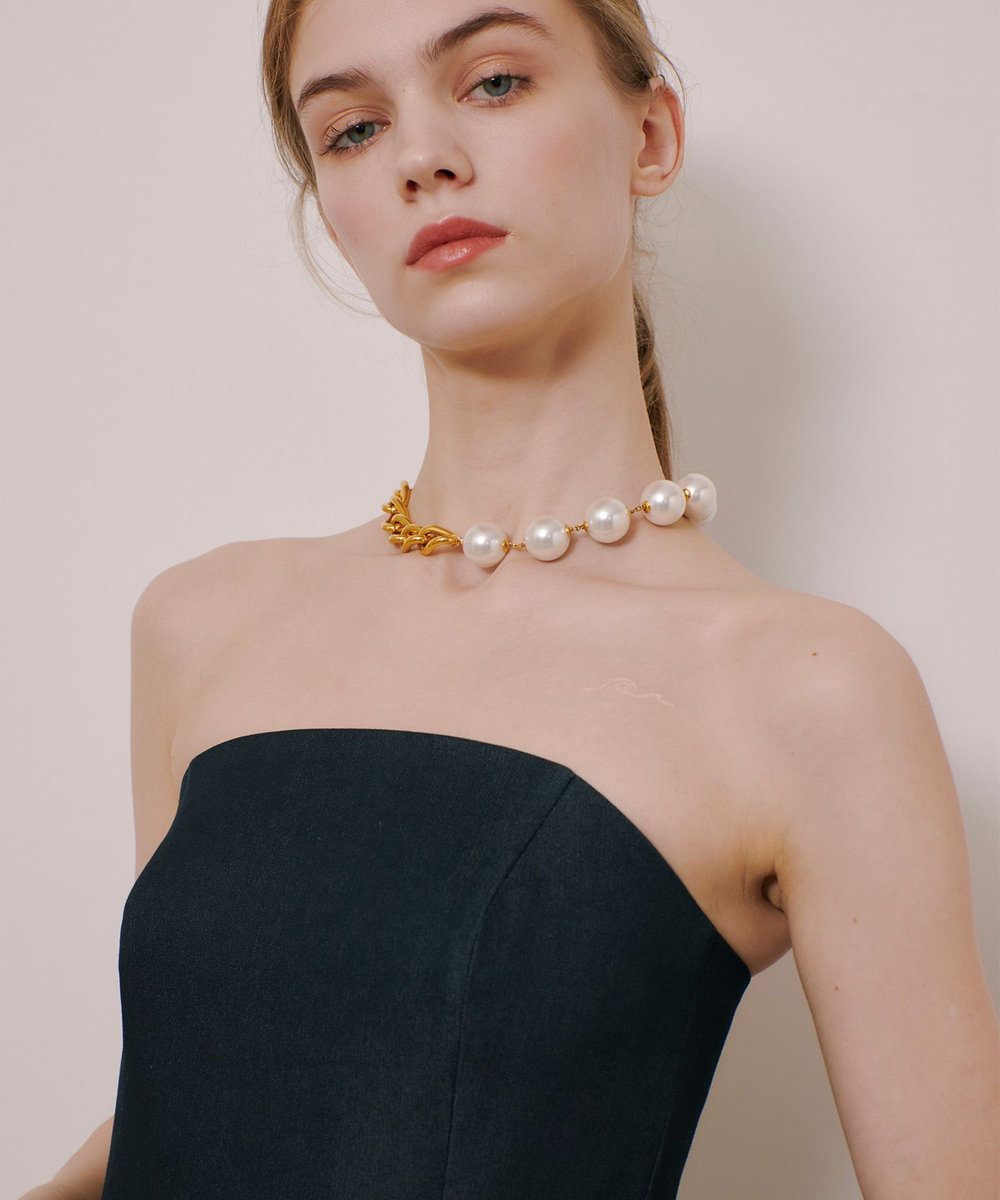 LOULOU WILLOUGHBY シャンブレーベアワンピース ネイビー (65)