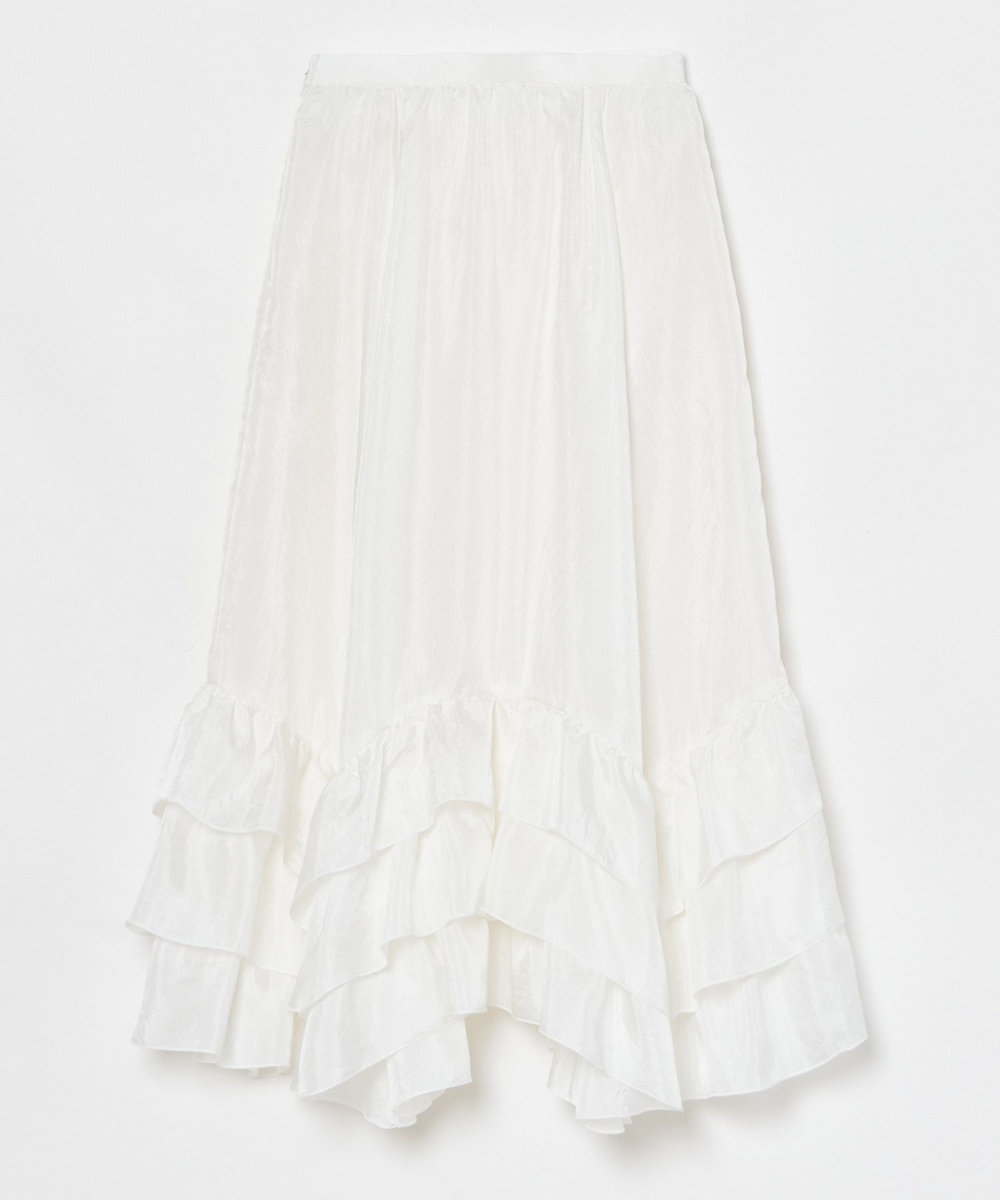 allureville イレギュラーヘムフリルティアードスカート ホワイト (01)