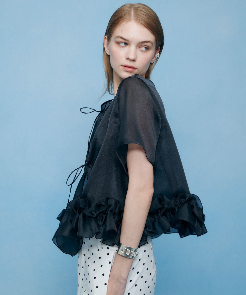 LOULOU WILLOUGHBY 【LOULOU WILLOUGHBY】2WAYシアーブラウス ブラック (95)