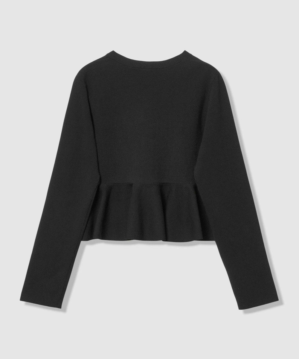 LOULOU WILLOUGHBY 【LOULOU WILLOUGHBY】レースレイヤーペプラムカーディガン ブラック (95)