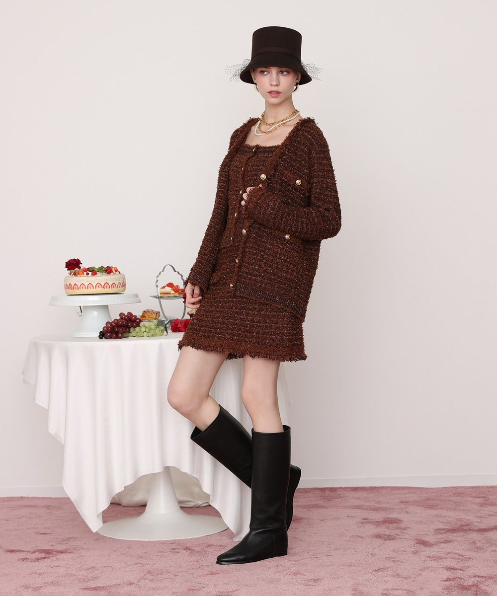 LOULOU WILLOUGHBY チュール付バケットハット ブラウン (81)