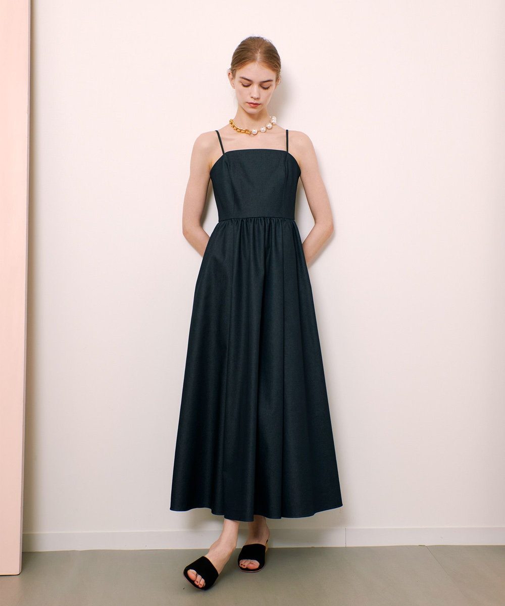 LOULOU WILLOUGHBY シャンブレーベアワンピース ネイビー (65)