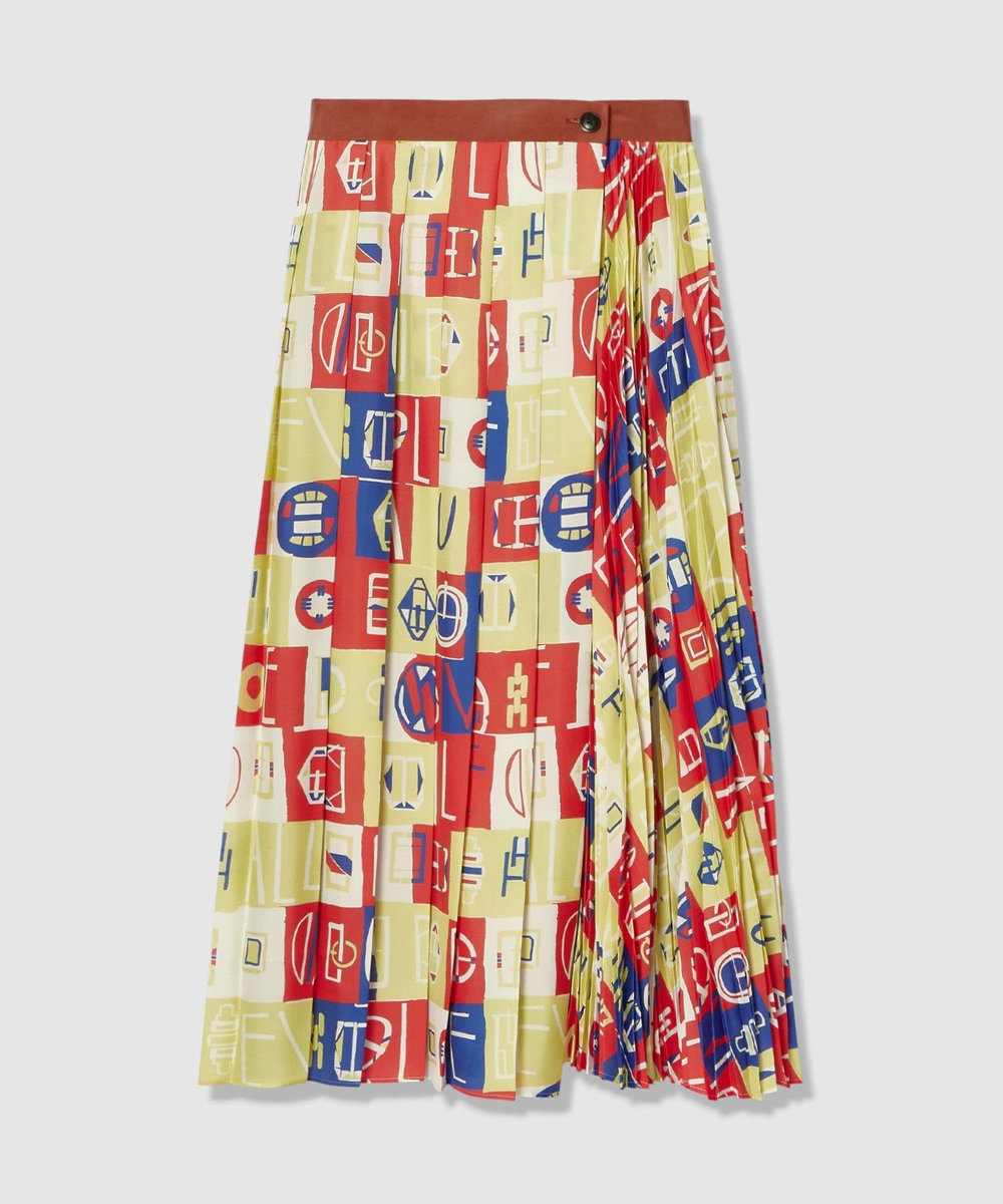 allureville パッチワークプリントプリーツスカート レッド (43)