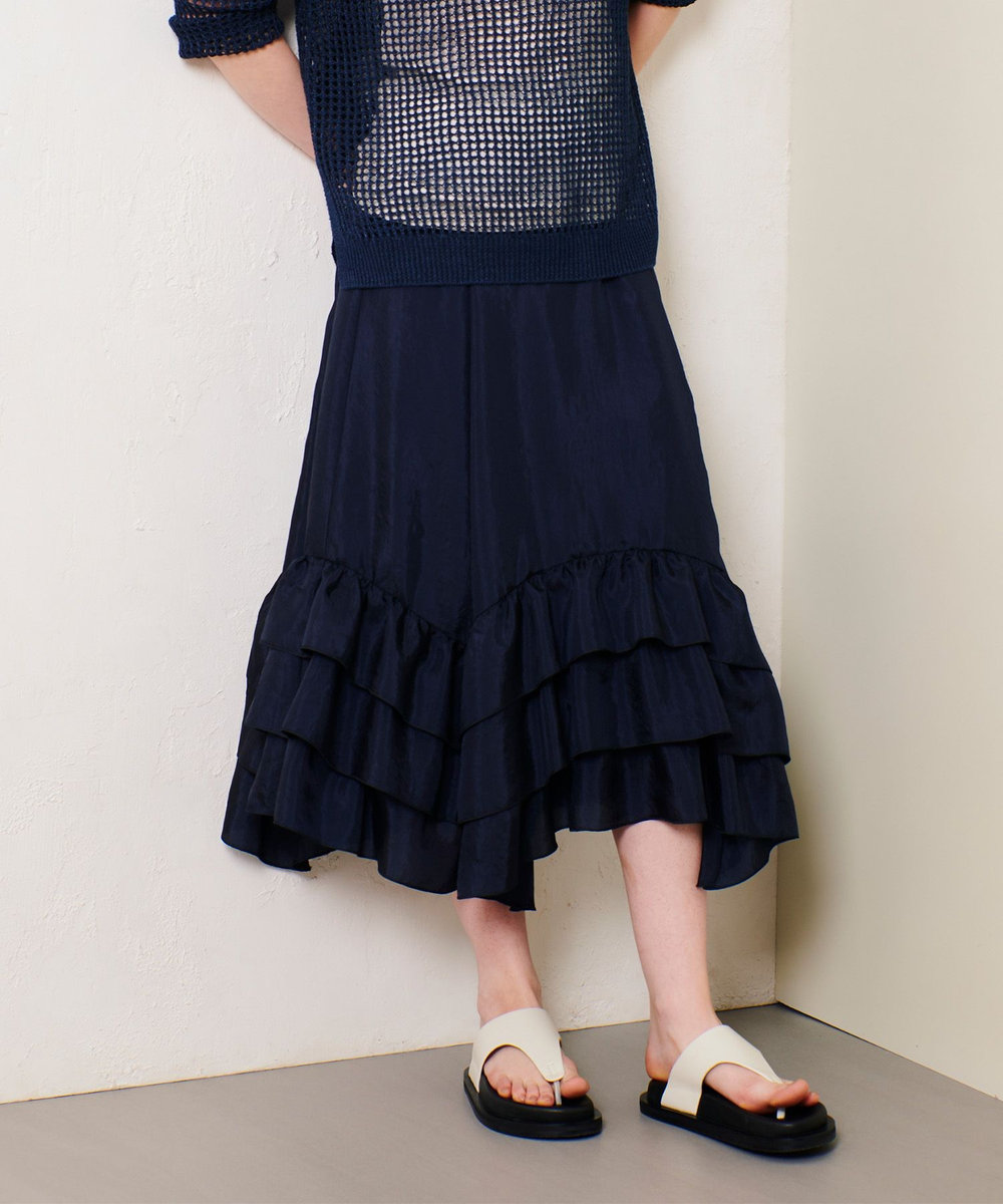 allureville イレギュラーヘムフリルティアードスカート ネイビー (65)
