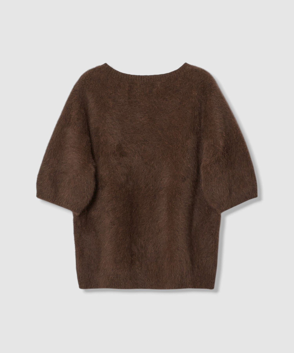 allureville WEB ルミネ別注 カシミヤブレンドファー加工半袖プルオーバー ブラウン (81)