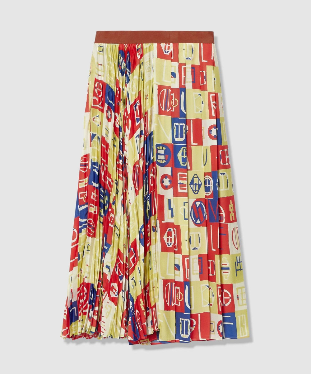 allureville パッチワークプリントプリーツスカート レッド (43)