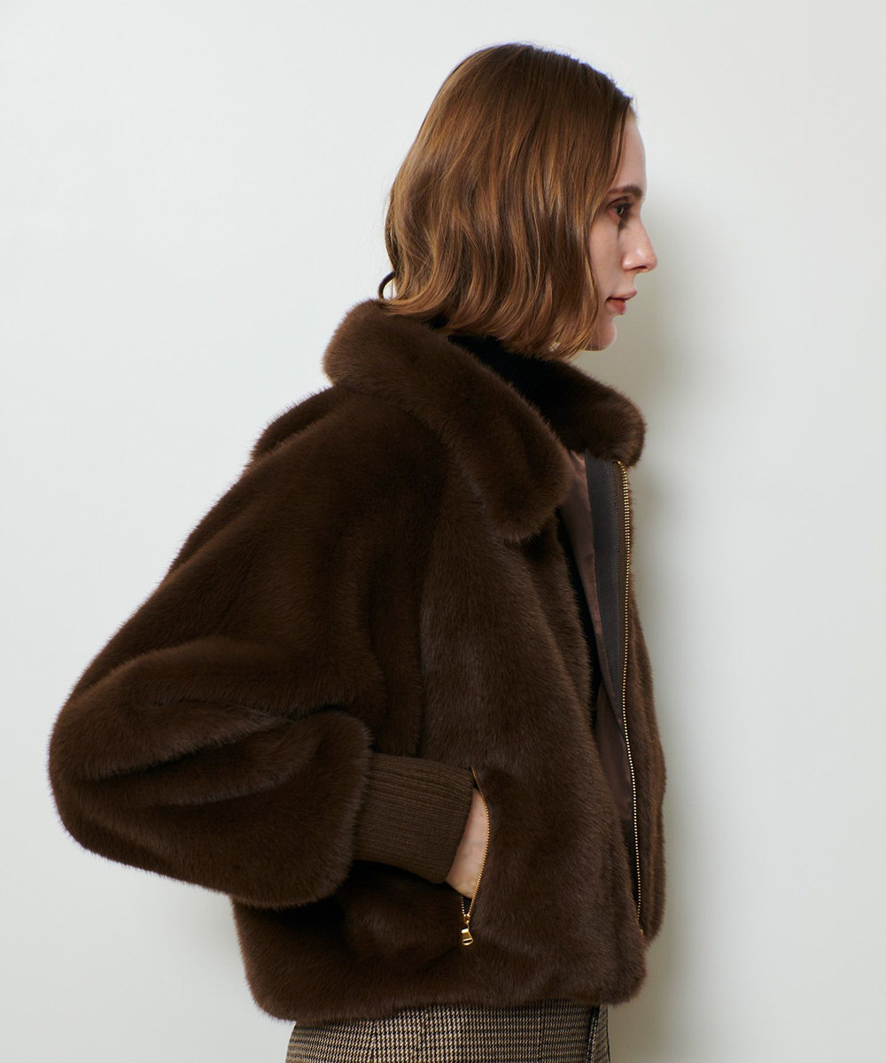 allureville フェイクミンクファーブルゾン モカ (85)