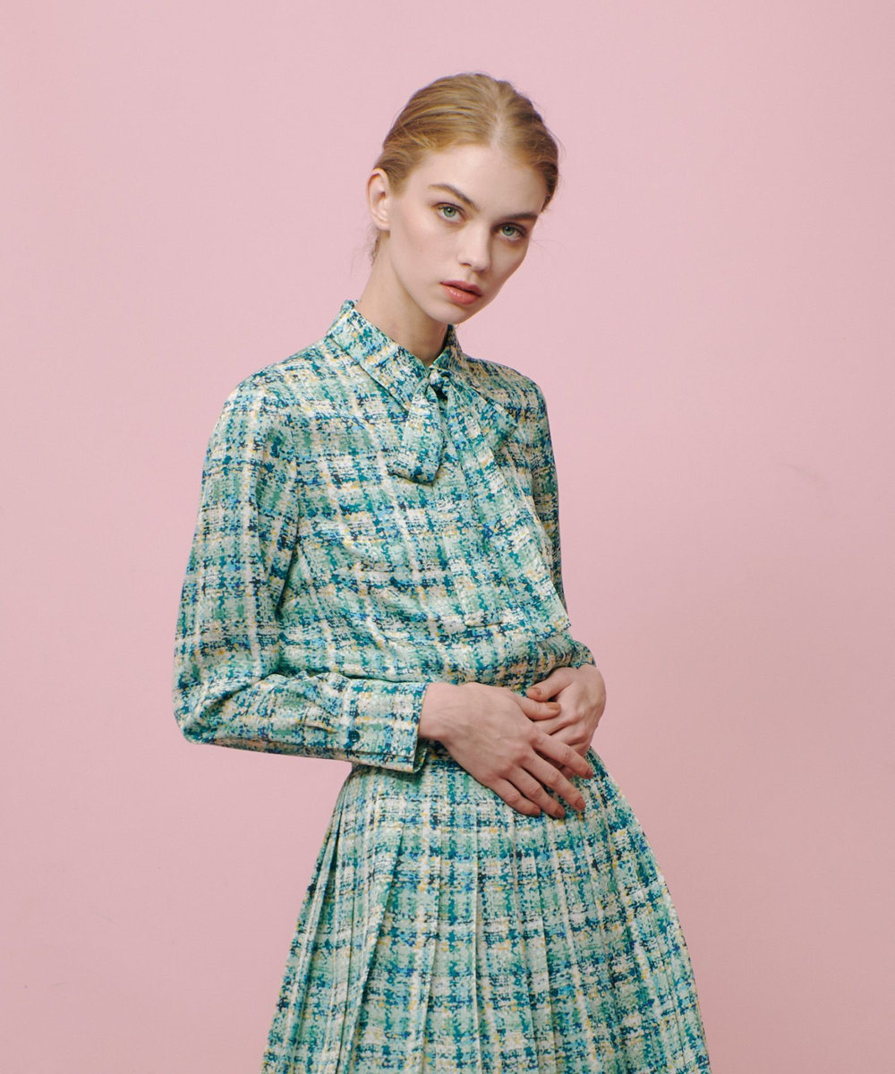 LOULOU WILLOUGHBY】チェックプリントボウタイブラウス|allureville