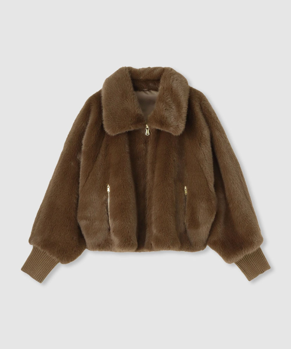 allureville フェイクミンクファーブルゾン モカ (85)