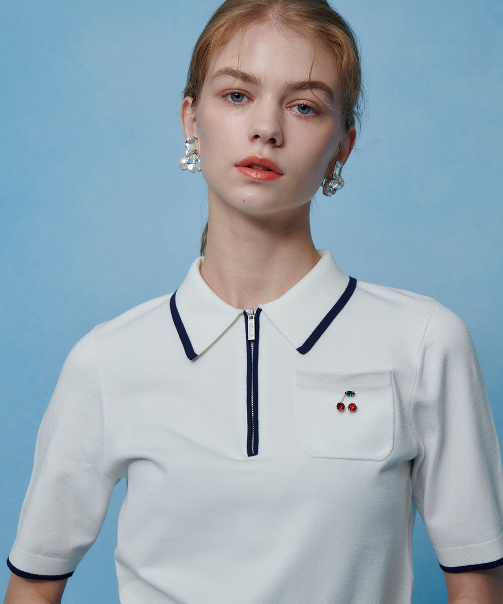 LOULOU WILLOUGHBY ビジュー襟セーター LOULOU WILLOUGHBY】CHERRY ビジューPOLO|allureville OFFICIAL SITE